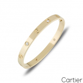 Cartier Yellow Gold Half Diamond Love Bracelet Size 18 B6035918 Cartier Yellow Gold Half Diamond Love Bracelet Size 18 B6035918